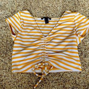 cute yellow and white summer crop top